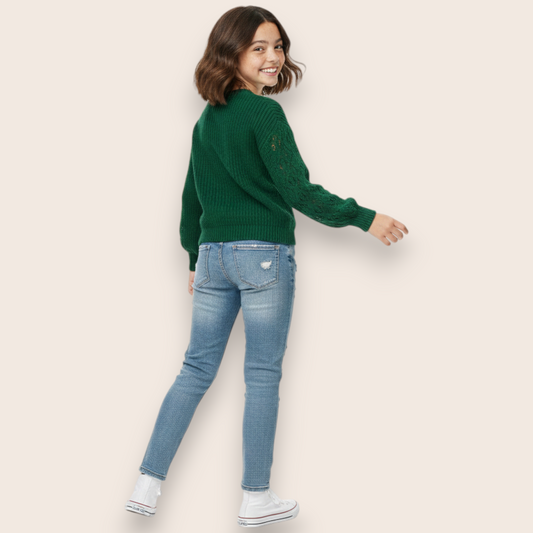Hand-Knit Emerald Chunky Cable Knit Sweater