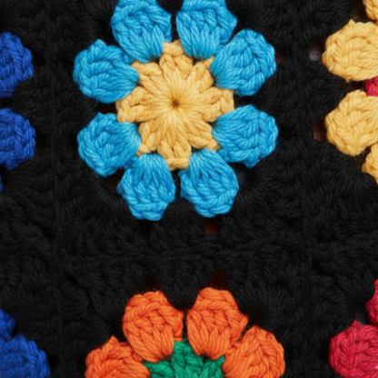 Hand-Knit Granny Square Flower Patchwork Pants