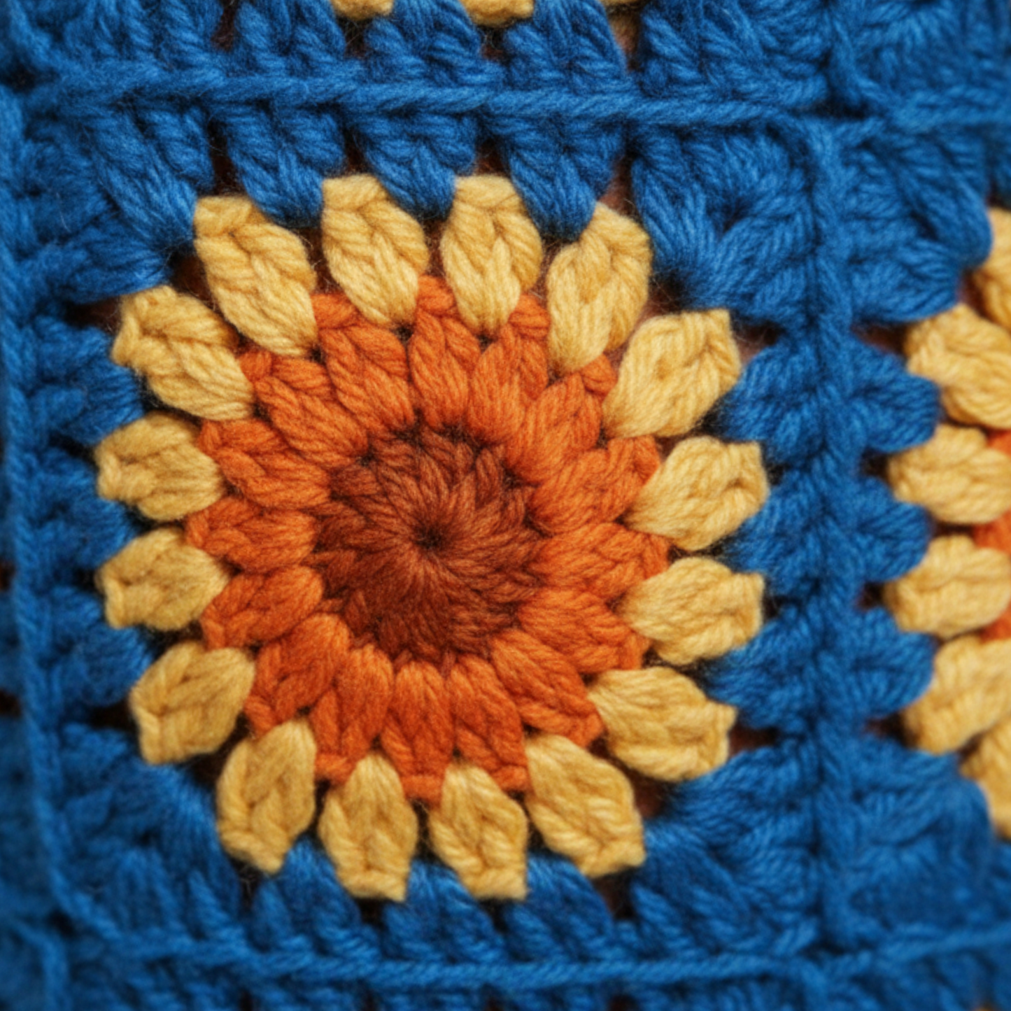 Hand-Knit Sunflower Patchwork Straight-Leg Pants