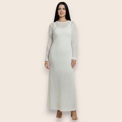 Hand-Knit Geometric Lace Maxi Dress