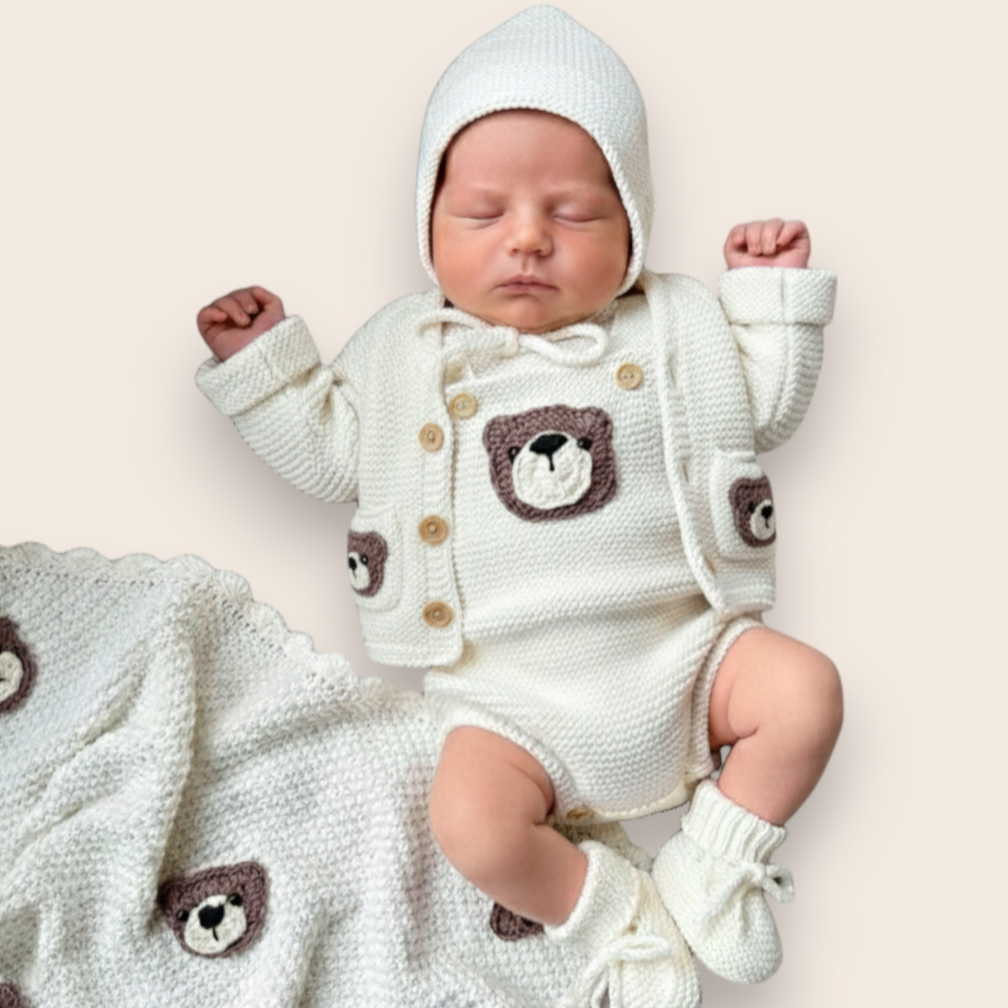 Hand-Knit 5-Piece Baby Welcome Gift Set