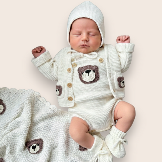 Hand-Knit 5-Piece Baby Welcome Gift Set