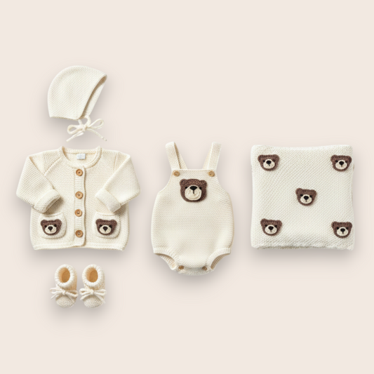 Hand-Knit 5-Piece Baby Welcome Gift Set