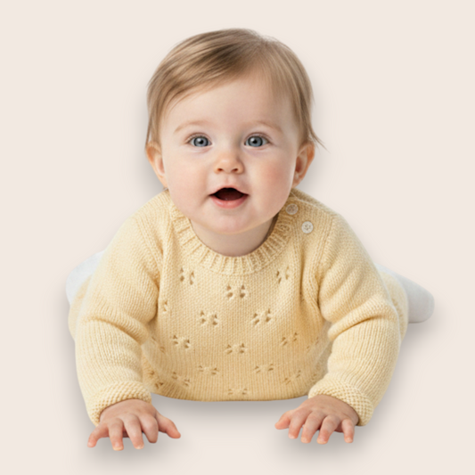 Hand-Knit 2-Piece Baby Lounge Set: Pullover & Trousers