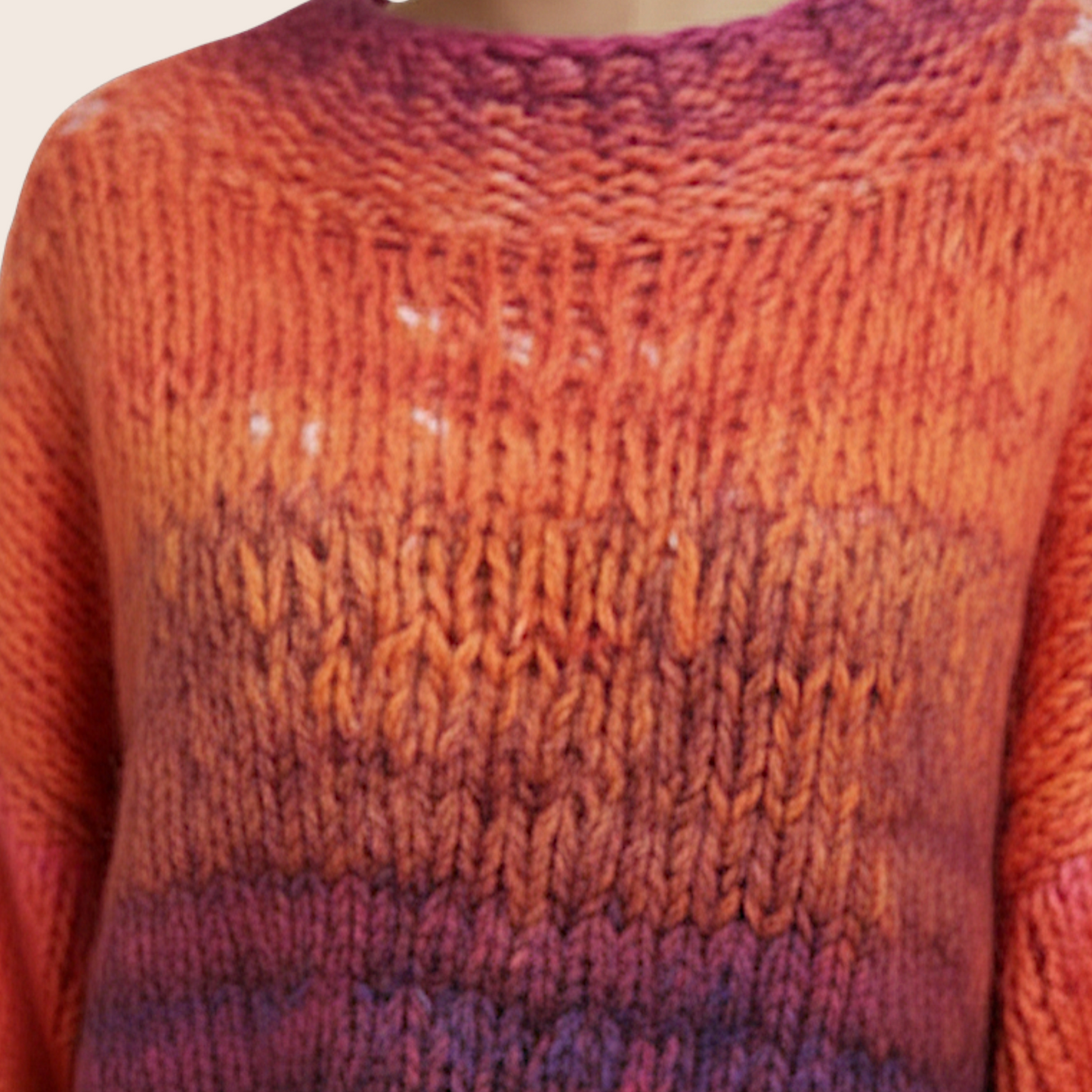 Hand-Knit Ombré Mohair Blend Sweater in Sunset Hues